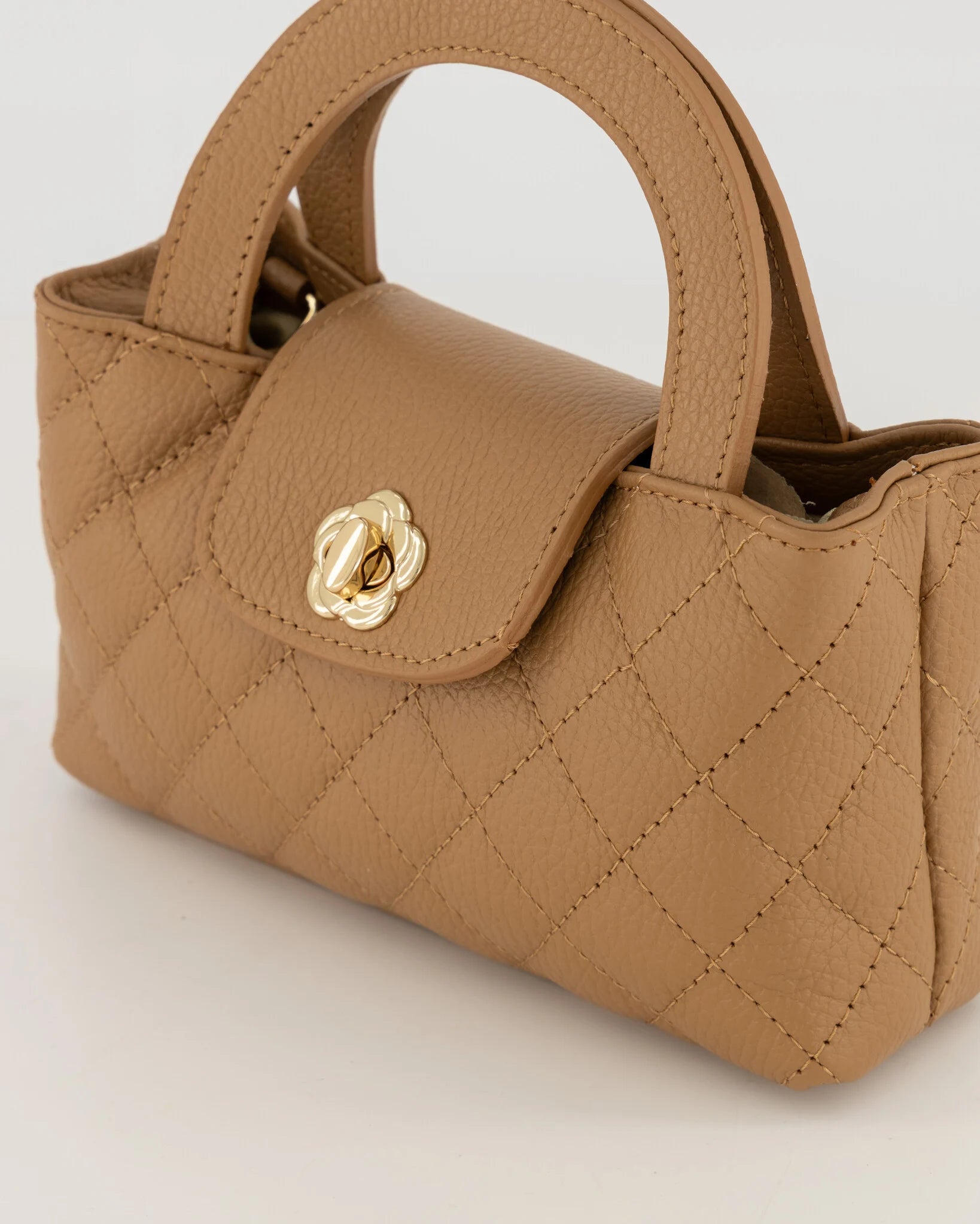 Rosa - Handtas -cross Body Camel - D85- Goudkleurig